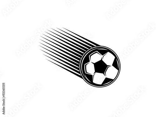 black and white Football, a speedy throwing, a classic sports equipment object for the game, Isolated on white background