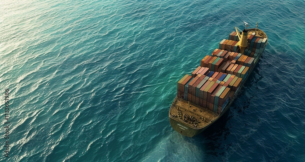 Commercial Cargo Ship Sailing Through the Ocean Commercial Cargo Ship Sailing Through the Ocean
