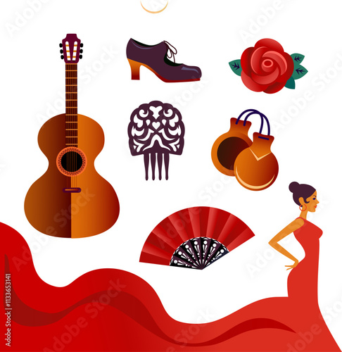 set of flamenco vector icons
