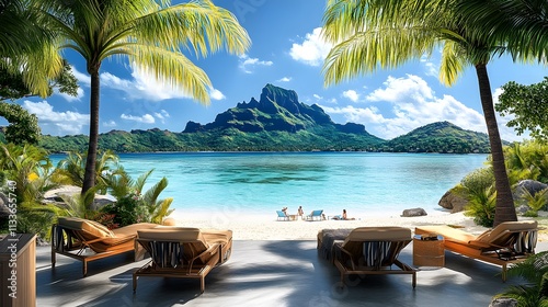 Two beautiful chairs on the sandy beach offer a stunning ocean view