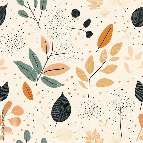 floral flower and leaf elements modern doodle illustrator seamless pattern for wallpaper or background