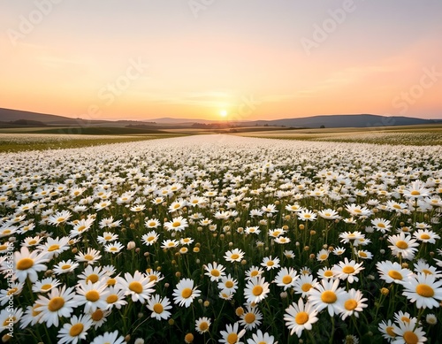 daisies, field, white, flowers, background, pastel, gradient, sky, nature, floral, scenery, serene, beautiful, peaceful, tranquil, minimal, colorful, elegant, vibrant, natural, botanical, countryside, photo