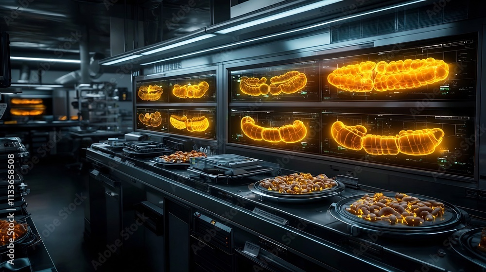 Advanced Medical Research Facility featuring a Virtual Twin of the Entire Gastrointestinal System Highlighting Regions Affected by Irritable Bowel Syndrome IBS in Glowing Yellow Advanced Medical Research Facility featuring a Virtual Twin of the Entire Gastrointestinal System Highlighting Regions Affected by Irritable Bowel Syndrome IBS in Glowing Yellow