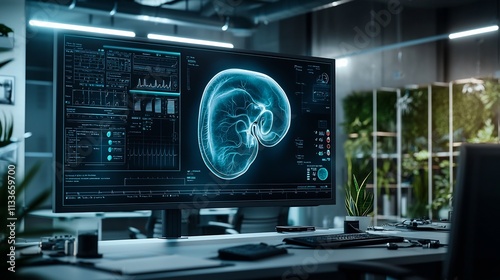 Wallpaper Mural Advanced healthcare facility showcases a virtual twin of the human ear displaying detailed diagnostic markers for inner ear infections or tinnitus Torontodigital.ca