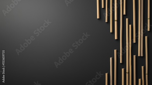 Bamboo Sticks on Dark Surface Background