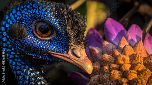 of a turkey's eye, blended with an image of its keen sense of sight, emphasizing awareness. | 
