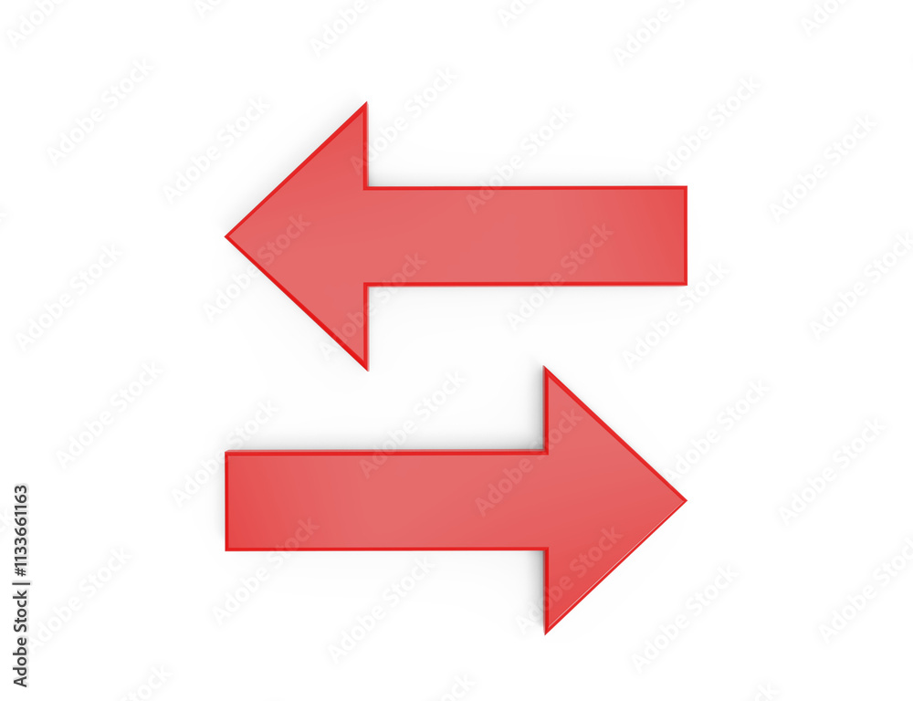 Red rendering of alternating arrow on transparent background Red rendering of alternating arrow on transparent background