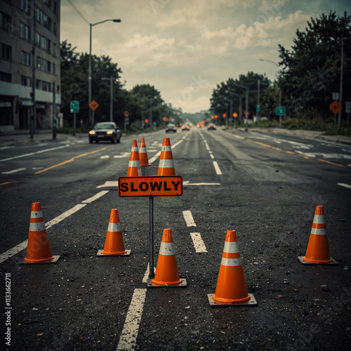 Road Maintenance Traffic Warning Signs and Symbols.