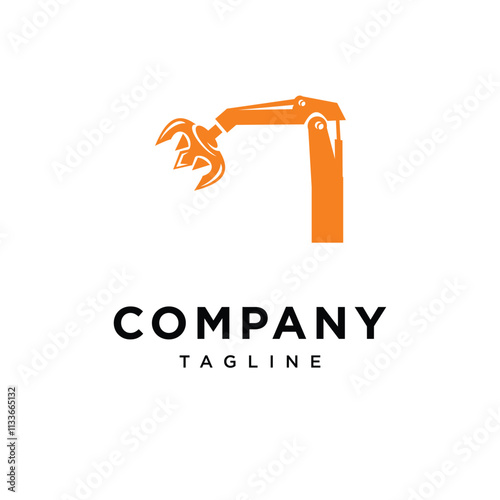 Letter I Grapple Excavator Logo Icon Vector