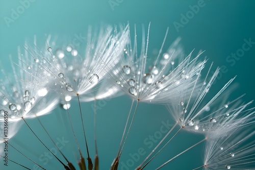 Delicate White Flower Petal Close-Up Against a Serene Blue Background. photo