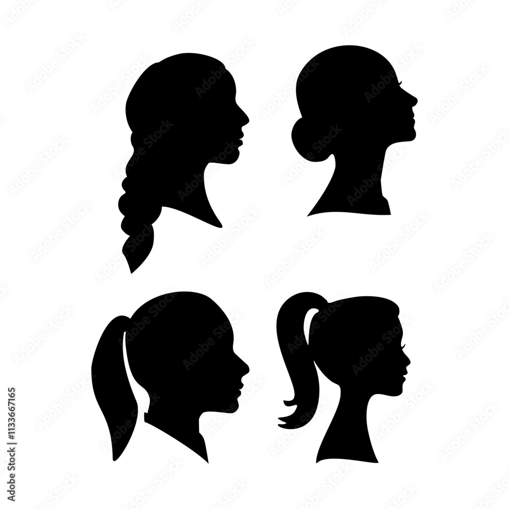 silhouette of a person with a hairstyle