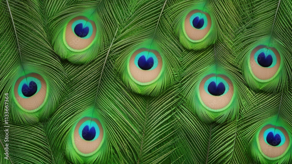 Obraz premium Vibrant Peacock Feathers Displaying Iridescent Colorful Patterns