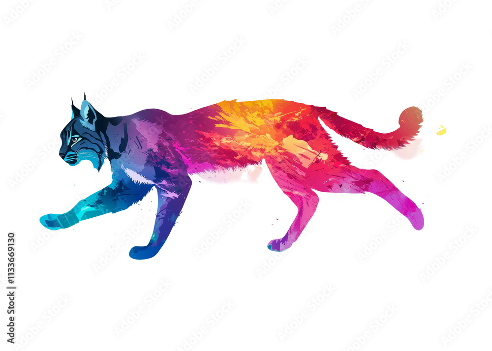Colorful Silhouette of a Cat on Transparent Background Colorful Silhouette of a Cat on Transparent Background