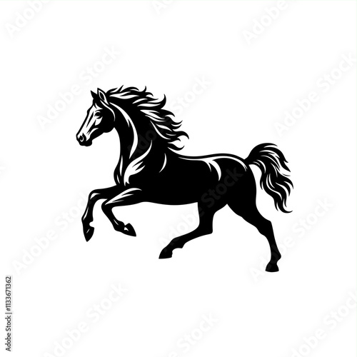 silhouette drawing of  wild horse running