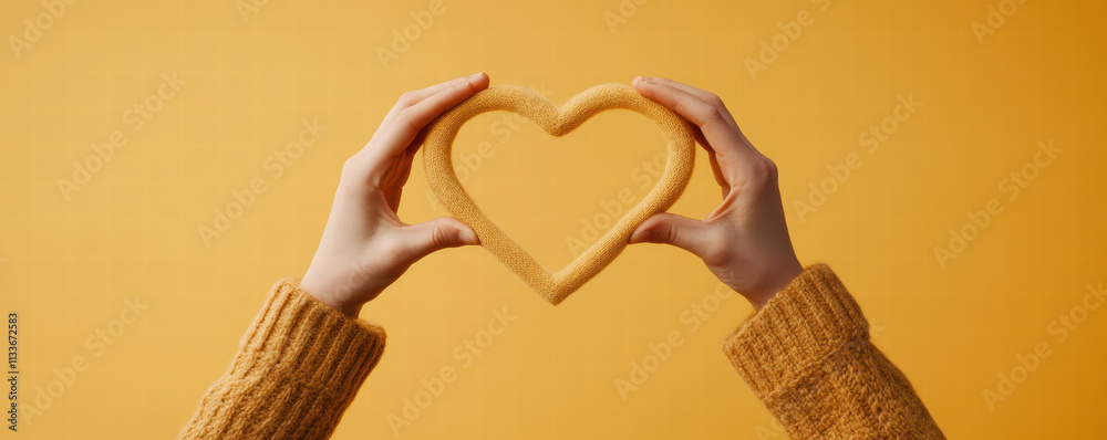Obraz premium A person holding a heart made of yarn