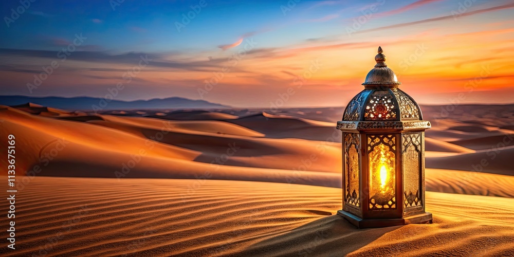 Arabic Lantern in Desert Background, arabic lantern Arabic Lantern in Desert Background, arabic lantern