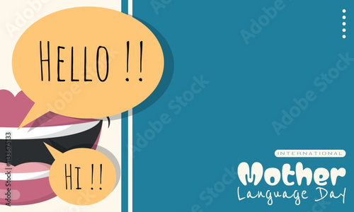 International Mother Language Day Template. Concept of greetings in various regions