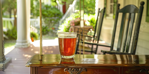 Iced Tea on Porch Swing Table photo