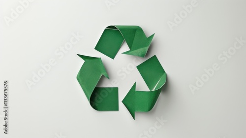 Wallpaper Mural A pure white background with a green recycling symbol, representing sustainability and eco-friendly practices, Simplified flat paper art illustration of Torontodigital.ca