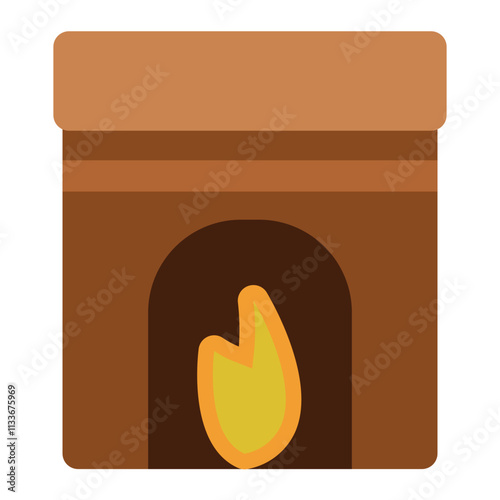 fireplace icon flat style