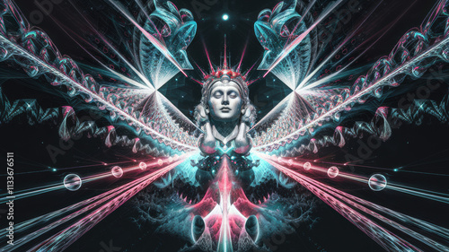 Fractal Angel with Cosmic Energy – Surreal Spiritual Digital Art