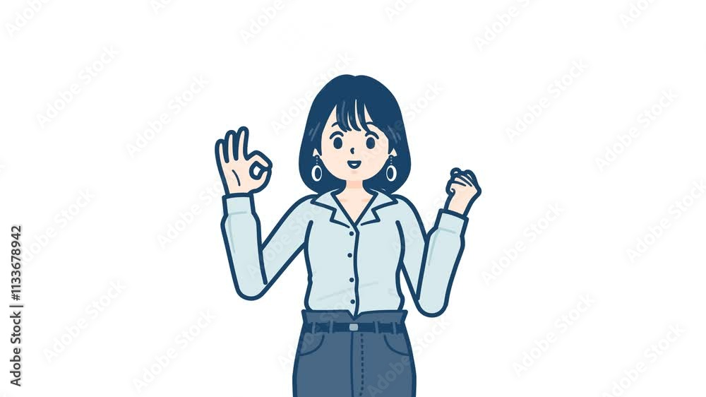 Shirt woman_Make an OK hand sign_with alpha channel Shirt woman_Make an OK hand sign_with alpha channel