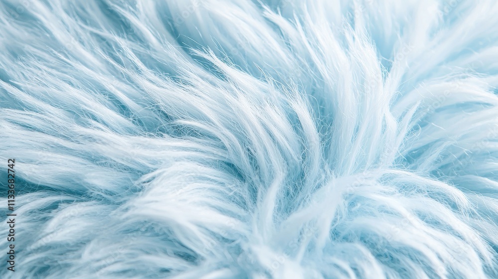 Obraz premium Close-up of a luxurious fluffy blue pillow with realistic stitching, clean white background, highlighting softness and elegance