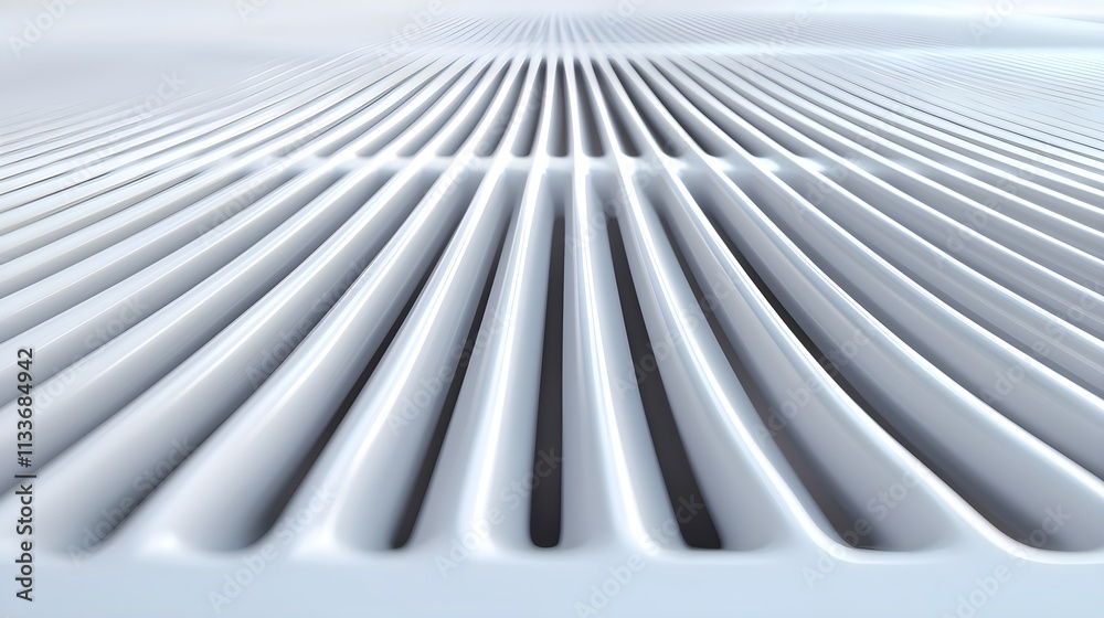 Clean and detailed view of air conditioner vents, close-up with precise textures, modern design on a seamless white background--style raw Clean and detailed view of air conditioner vents, close-up with precise textures, modern design on a seamless white background--style raw