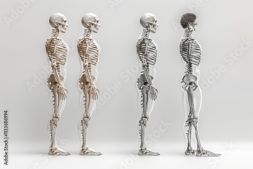 Man and skeleton standing back to back in dramatic pose