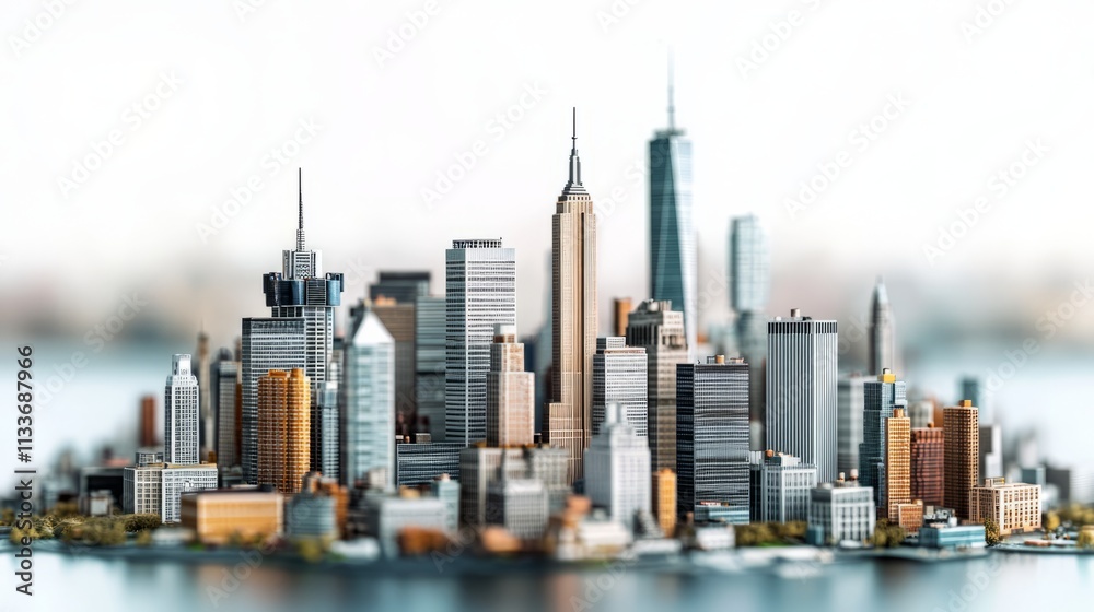miniature of classic new york on white background miniature of classic new york on white background