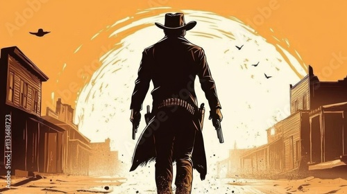 The empty streets set the stage for a dramatic showdown between cowboys. 