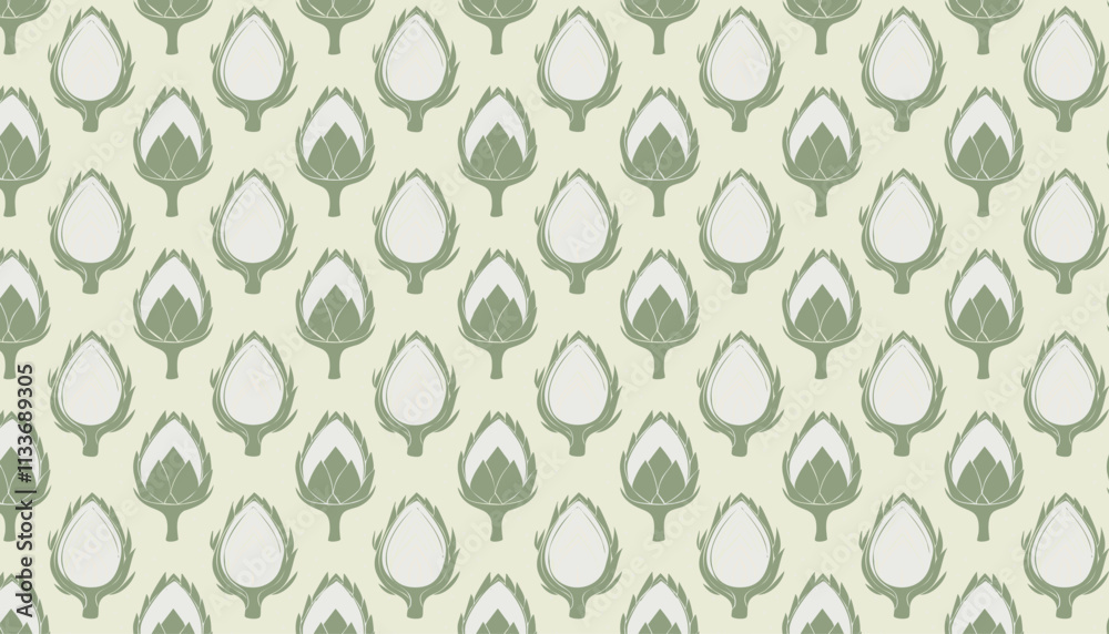 Seamless pattern with artichoke. Vector illustration.
