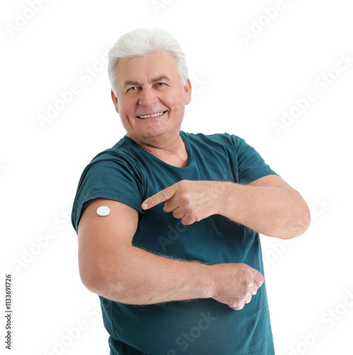 Diabetic mature man pointin...