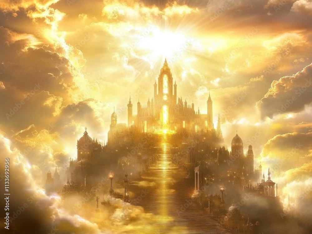 Fototapeta premium Pearly Gates of the New Jerusalem: A Celestial Entrance 