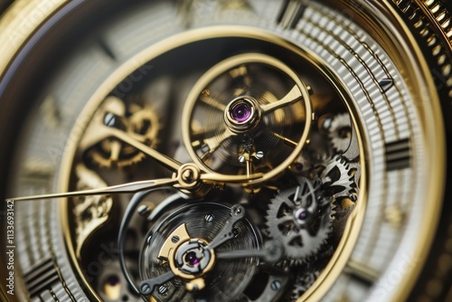 Gold gears, precise mechanism, no background.