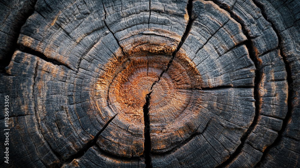 Fototapeta premium Close-up view of weathered tree trunk revealing intricate textures and patterns