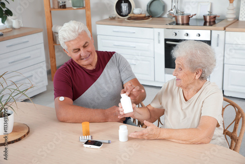 Diabetic senior couple with...