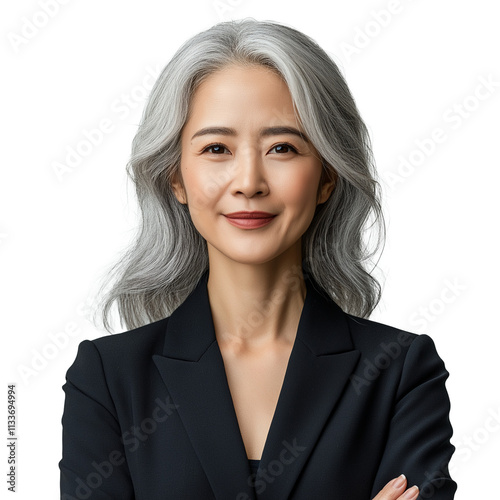 portrait of Beautiful asian businesswoman looks in camera