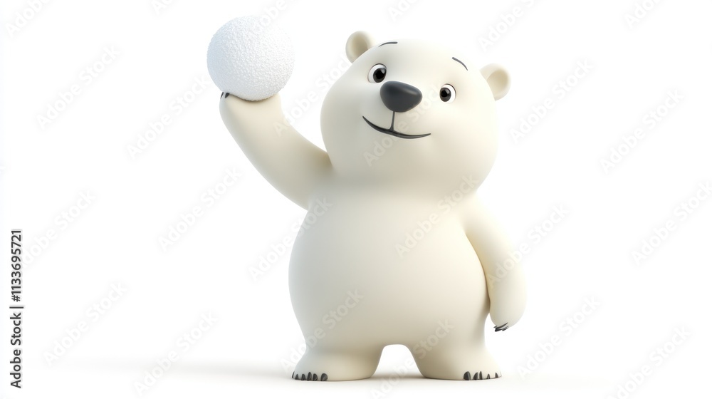 Adorable cartoon polar bear holding a snowball. Adorable cartoon polar bear holding a snowball.