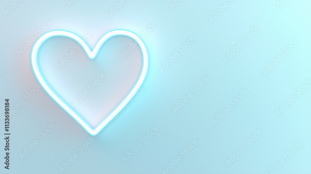 Neon heart design on pastel background digital art modern style Neon heart design on pastel background digital art modern style