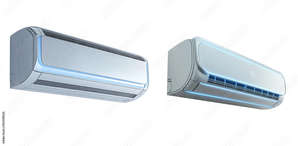 Modern Air Conditioning Units on Transparent Background Modern Air Conditioning Units on Transparent Background