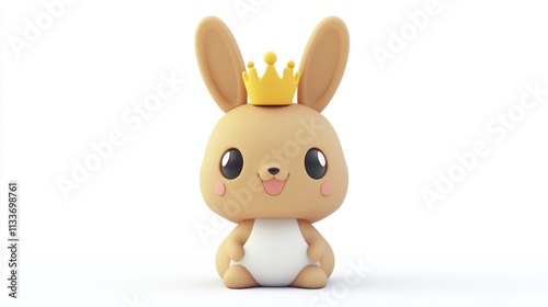 Cute cartoon bunny wearing a golden crown. (1)