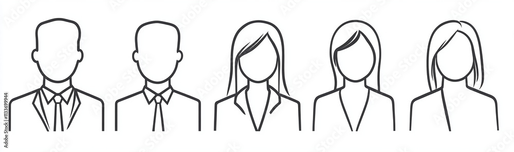 Obraz premium Stylized line art of business people representing social media interactions