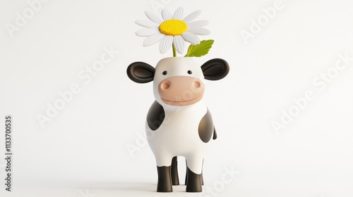 Wallpaper Mural Cute cartoon cow with daisy on head. Torontodigital.ca