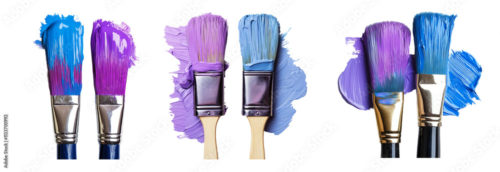 Colorful Paint Brushes with Beautiful Paint Splashes Colorful Paint Brushes with Beautiful Paint Splashes
