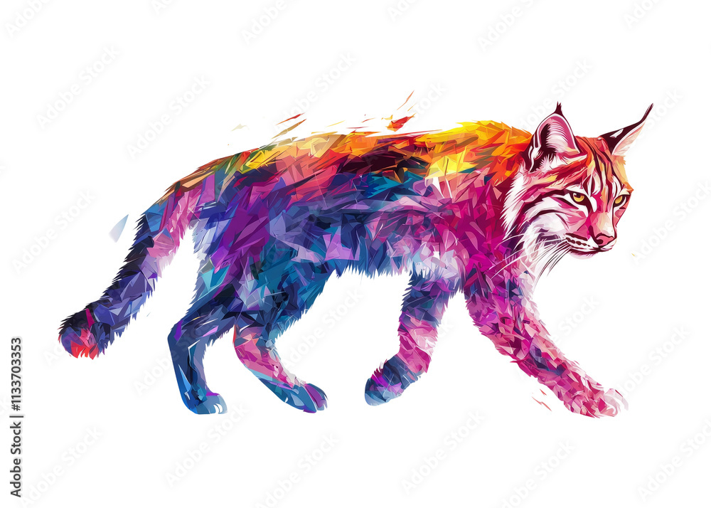 Colorful Abstract Cat on Transparent Background Colorful Abstract Cat on Transparent Background