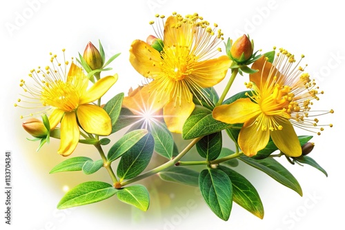 Hypericum St. John's Wort Healing Herb Double Exposure Art photo