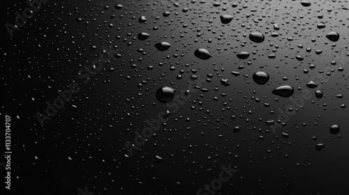 Water Droplets Scattered on a Black Surface