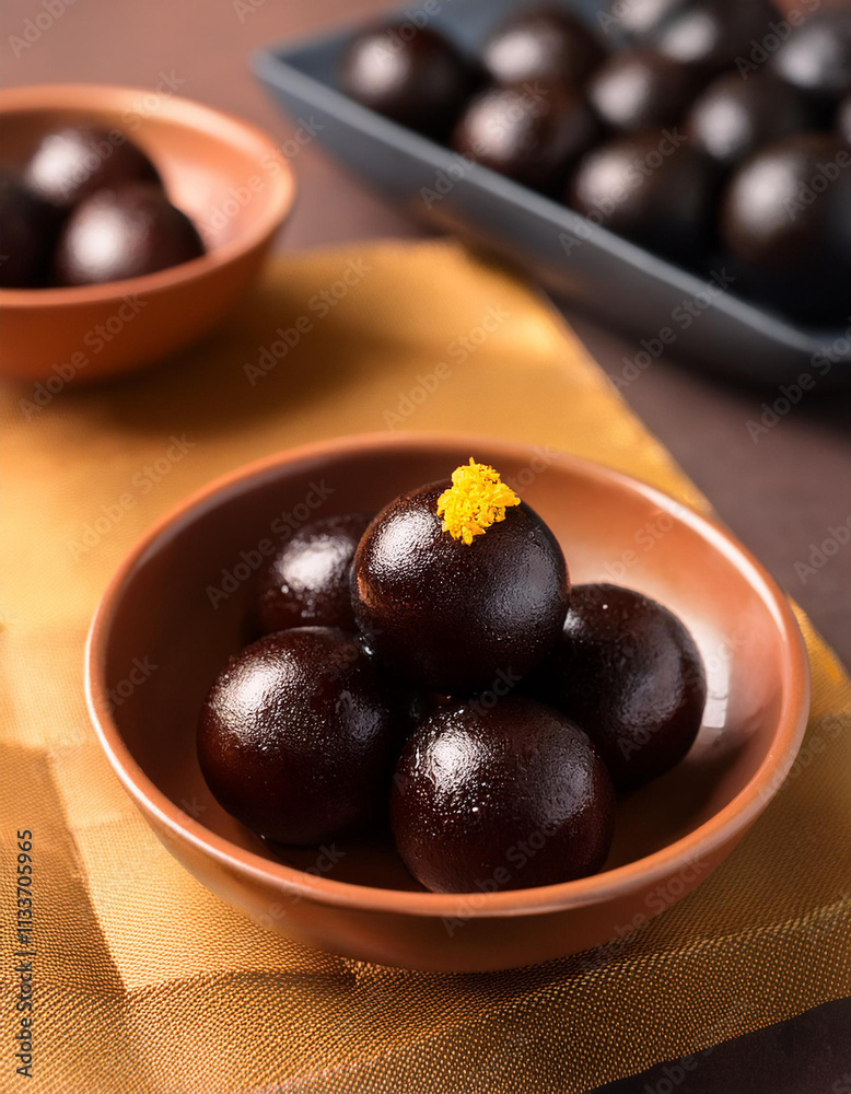 Kala Jamun or Black Gulab Jamun is a delicious and juicy sweet snack Kala Jamun or Black Gulab Jamun is a delicious and juicy sweet snack