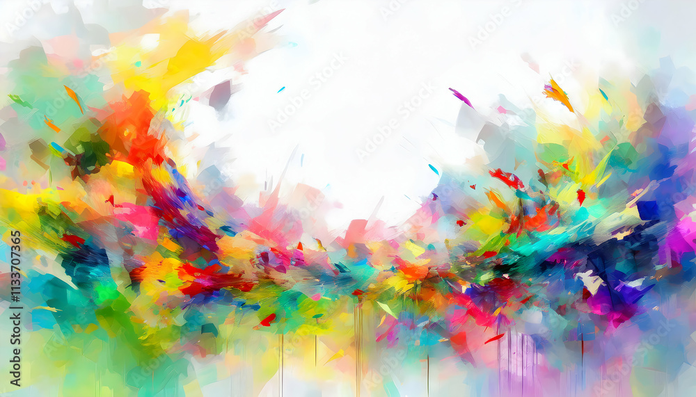 Fototapeta premium Abstract shape watercolor illustration painting on white background.